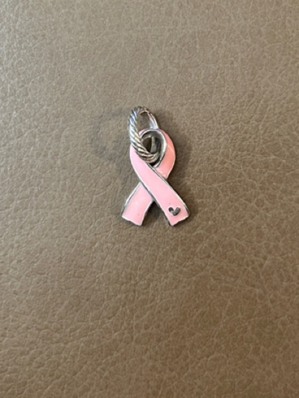 Brighton Pink Ribbon Charm with Silver-Tone Loop